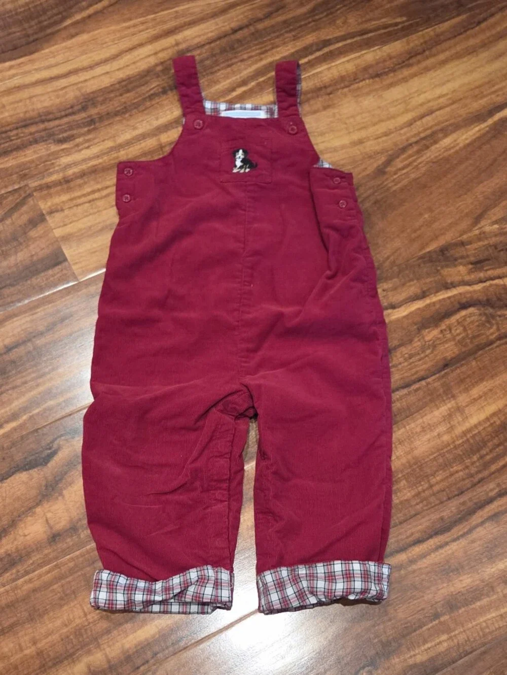 Janie and Jack EUC 12-18 Months Red Corduroy Overalls, Bodysuit and Dog Sweater